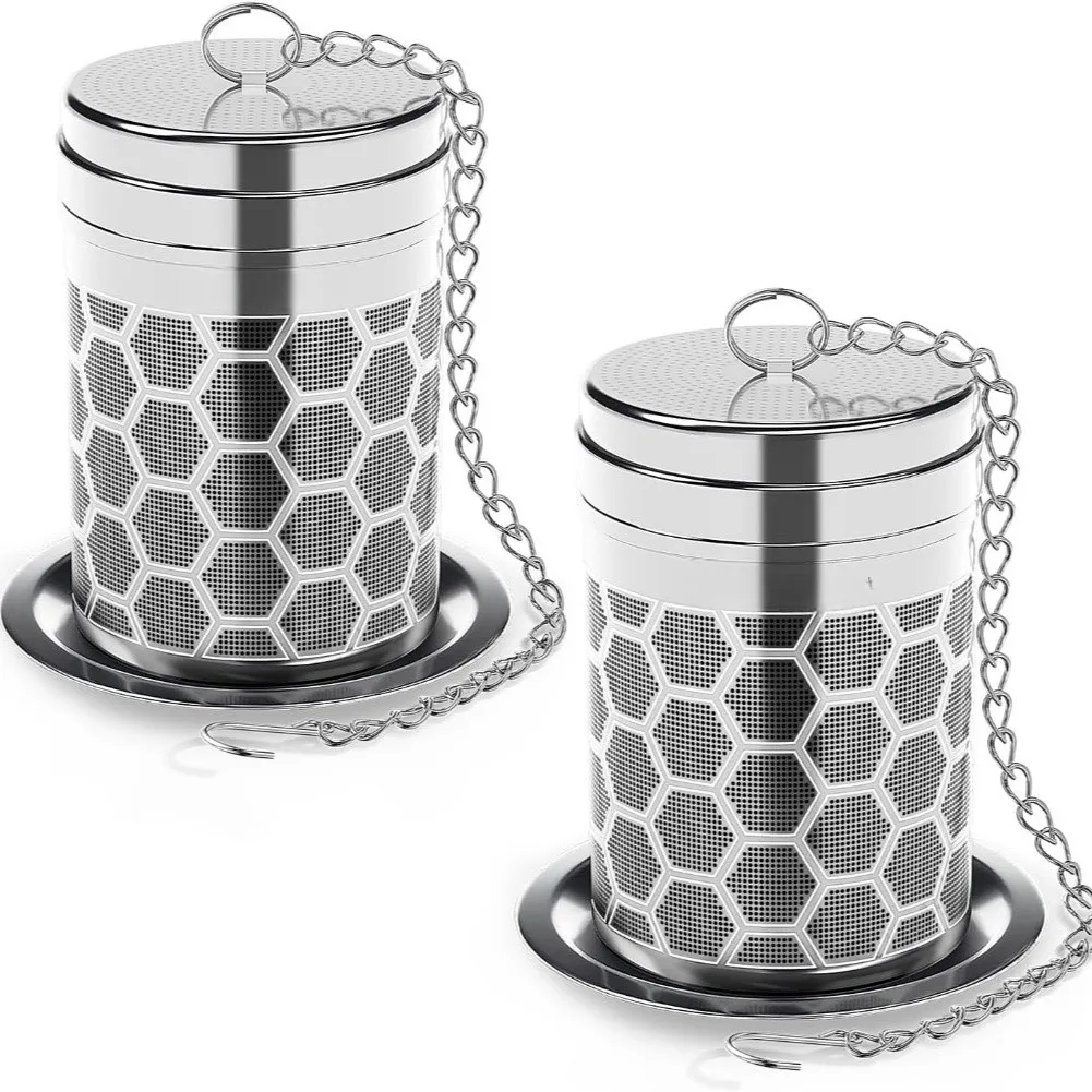 2Pcs Stainless Steel Tea Infuser Strainer With Slim Threaded Lid For Loose Tea Filter Diffuser For Teapots And Water Bottle