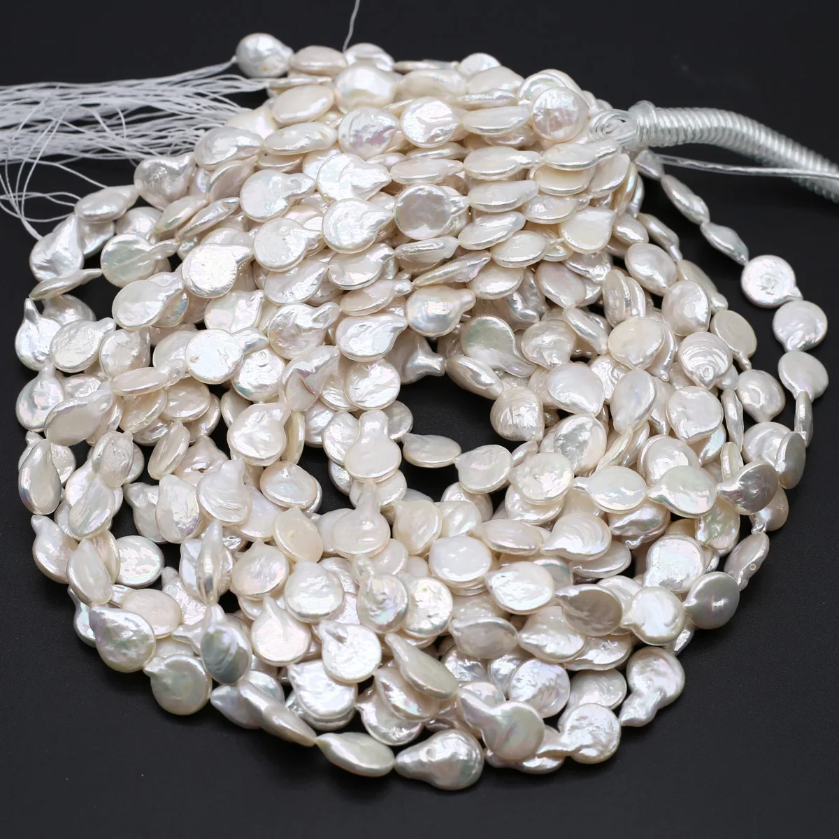عالية الجودة الأبيض غير النظامية قطرة الشكل لؤلؤ المياه العذبة الطبيعية 11-13 مللي متر تباعد فضفاض مطرز صنع المجوهرات قلادة أقراط #4