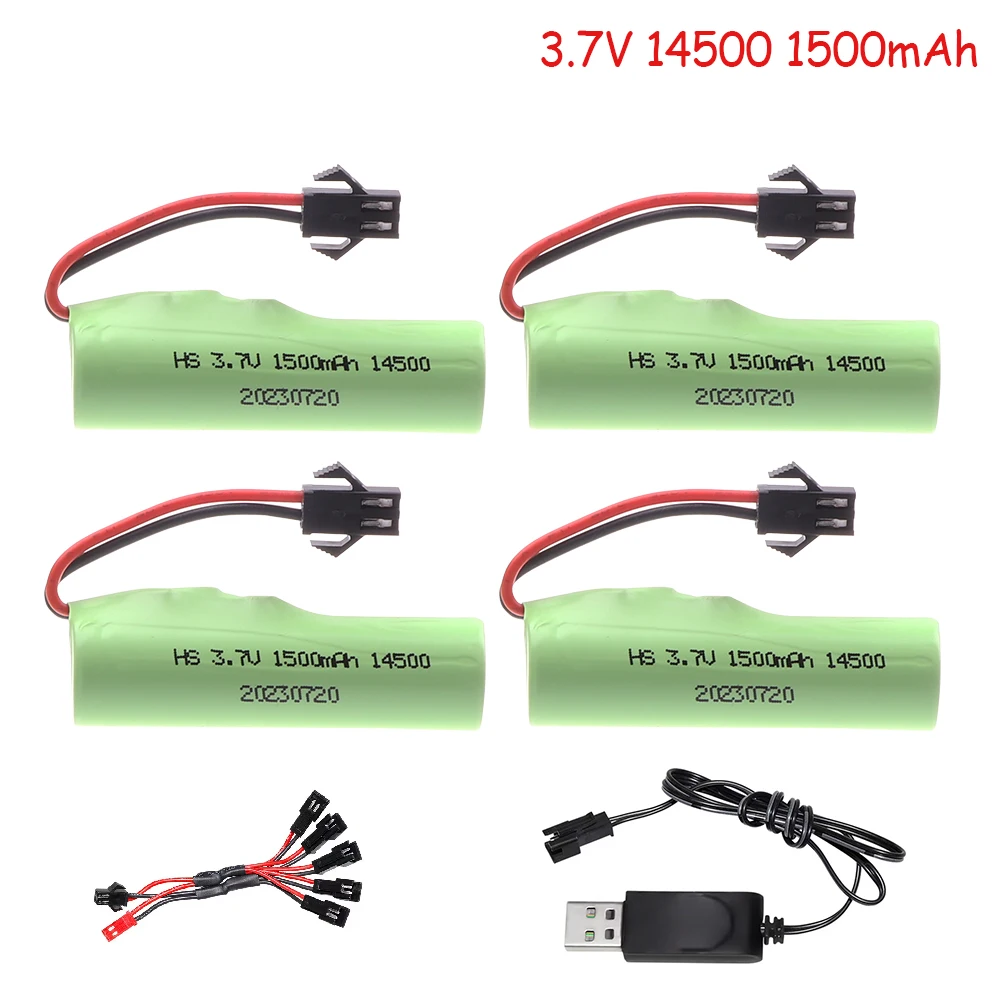 Original 3.7v 14500 1500mAh lipo battery For JJRC C2 D828 RC Car Parts SM-2P Plug For RC Stunt Dump Car Battery Toys Accessories