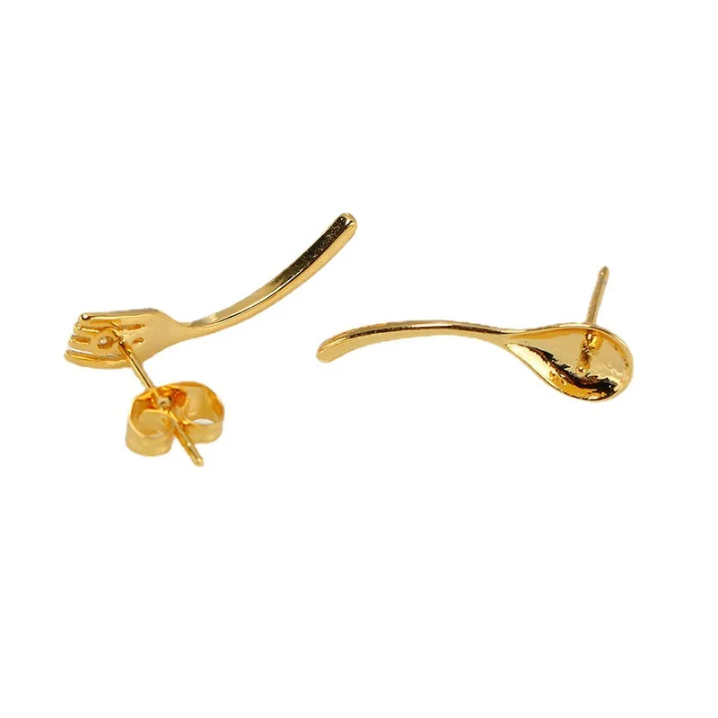 

E031 Gold Plated Copper S925 Sterling Silver Needle Fork Pearl Stud Earrings Findings Jewelry Making DIY Jewelry Accessories