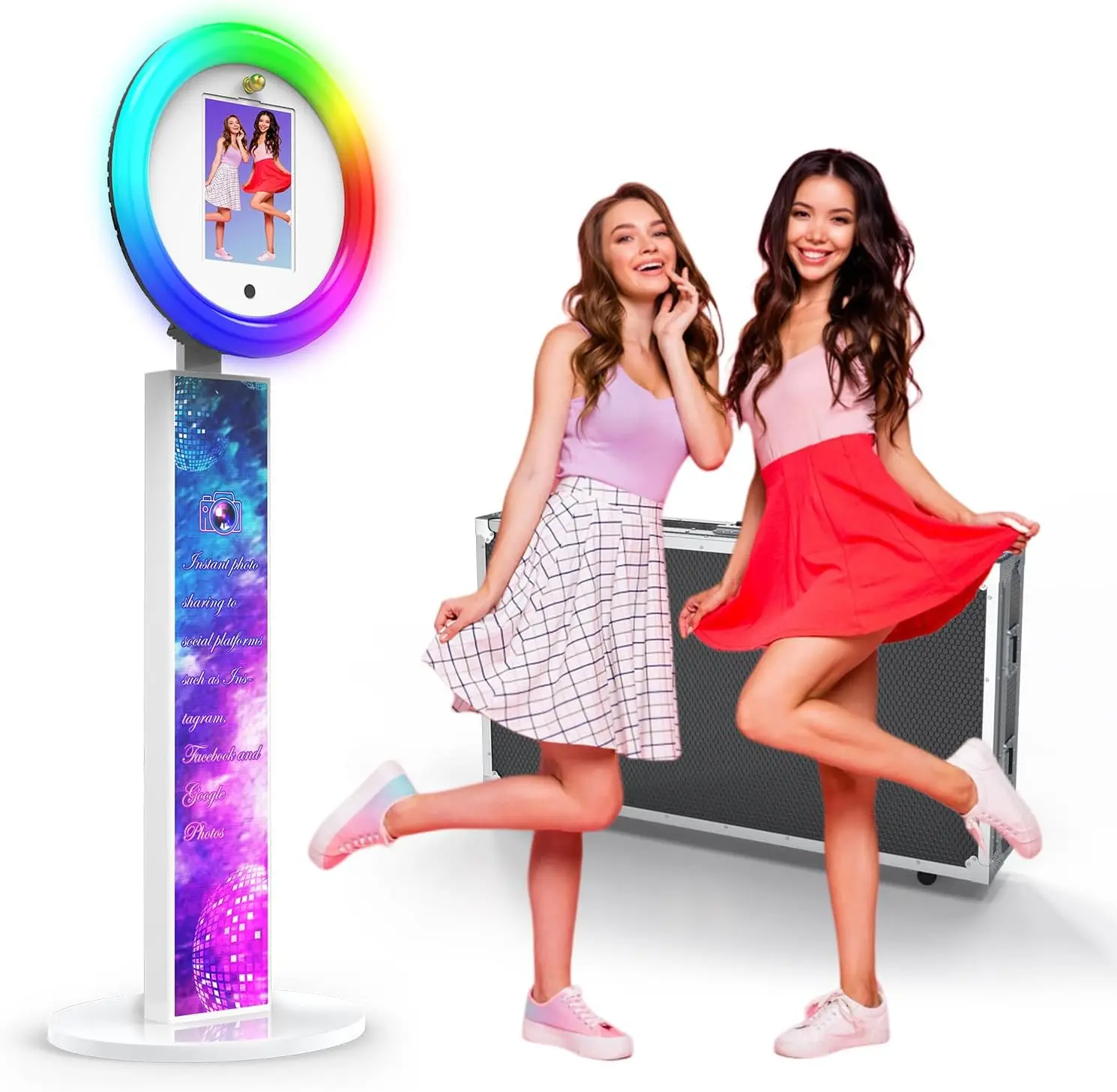 

Фотобокс для iPad/фотобокс с RGB-подсветкой, совместимый с iPad 10.2-13 дюймов, с управлением через приложение, для вечеринок и мероприятий.