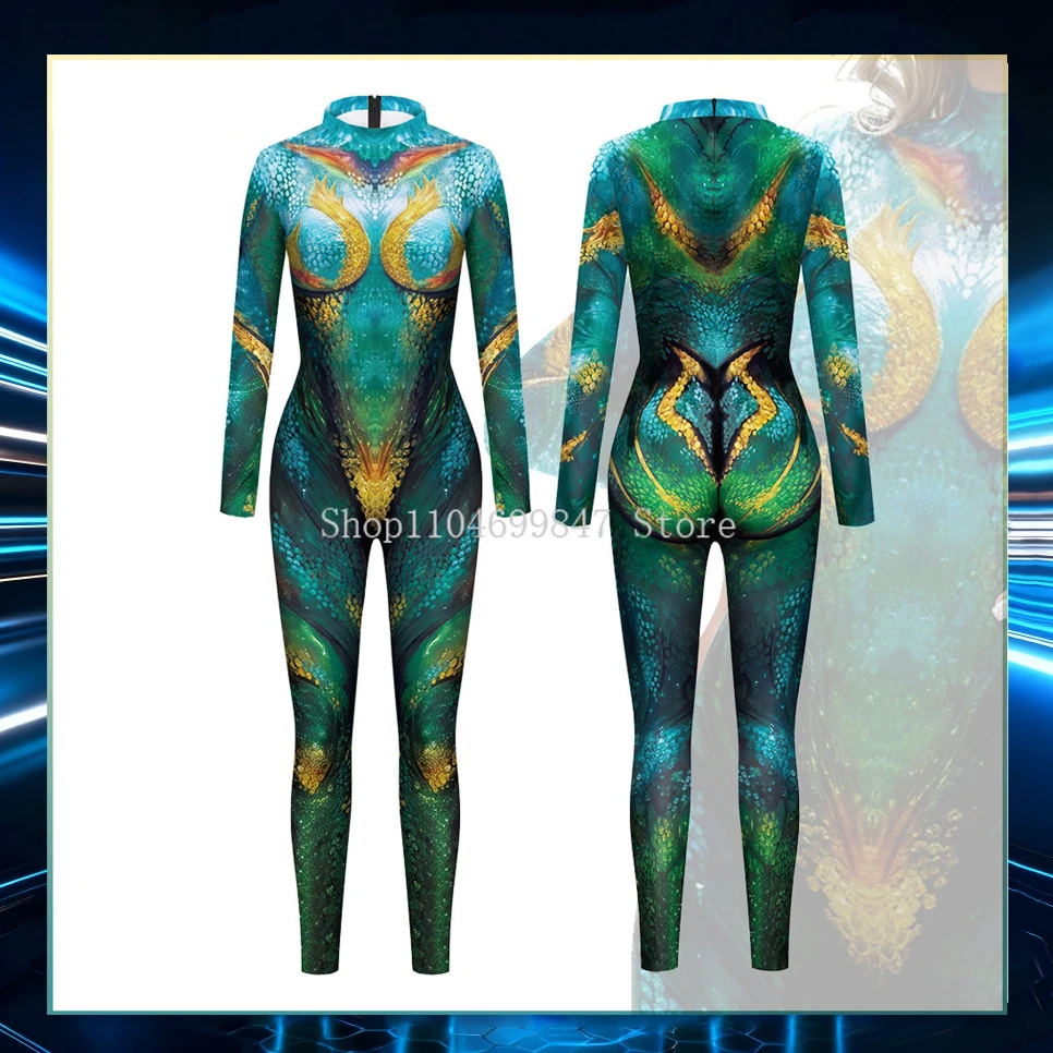 الكبار الحيوان تأثيري حلي ثلاثية الأبعاد الطباعة الرقمية بذلة مضحك ارتداءها امرأة رجل هالوين حورية البحر حفلة Catsuit Trendsetters