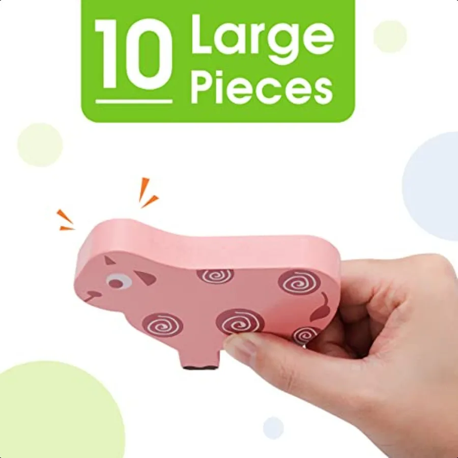 Montori brinquedos para 2 3 4 anos de idade meninos meninas blocos de empilhamento de animais de madeira para crianças 13 blocos de construção jogo empilhamento classificação