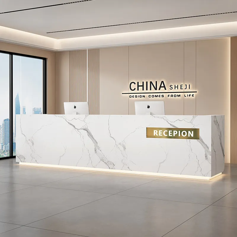 

Executive Aesthetic Reception Desks Company Welcome Display Long Reception Desks Wood Salon Escritorio Commercial Furniture