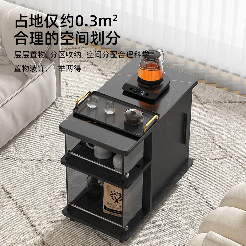 Mobile tea table Multifunctional tea table Living room Solid wood tea coffee Leisure side cabinet