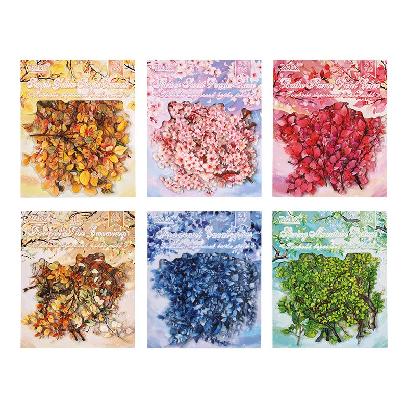 Card Lover 20 Pcs [Chunyu Muye Series] Plant and Flower Theme Stickers PET Sticker Paper Scrapbooking Material Scrapbook Kit