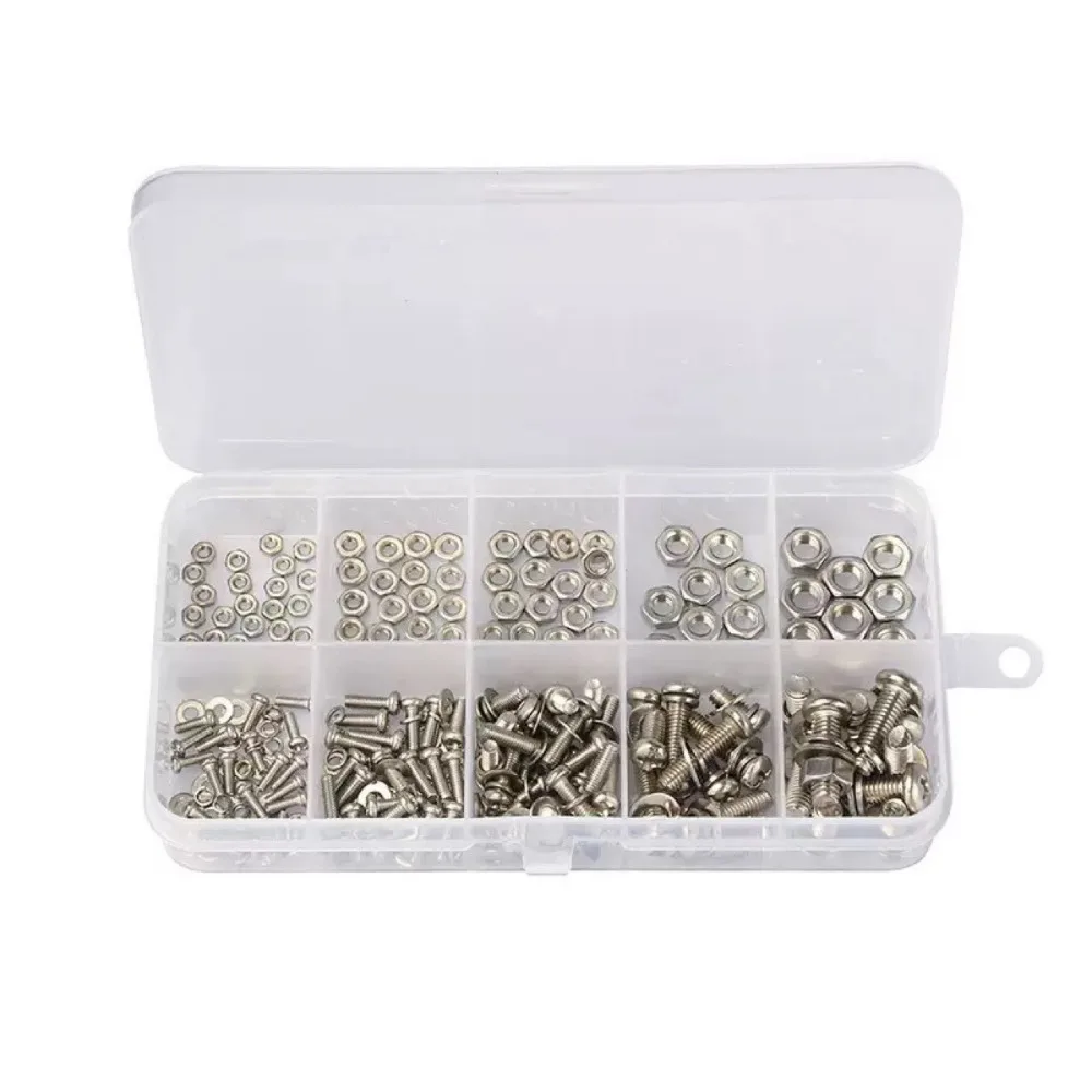 

320pcs Round Head Screw Retainer Fastener M2 M2.5 M3 M4 M5 Washer Nut Bolt Cross Durable Bolt Nut Combination Kit