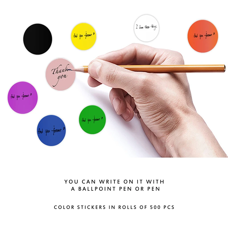 Rodada Em Branco Handmade Papel Adesivos, Etiqueta Scrapbooking, Marca Etiqueta, Preto, Branco, Rosa, Presente Do Partido, 500Pcs, 1"