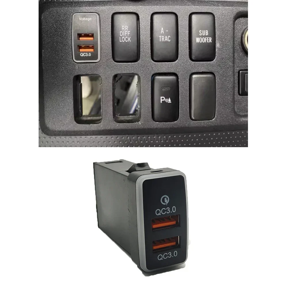 

1PC Fit for Toyota FJ CRUISER PRADO 120 Car USB QC3.0 Dual Charger Ports Socket Phone Charger Adapter Accessories