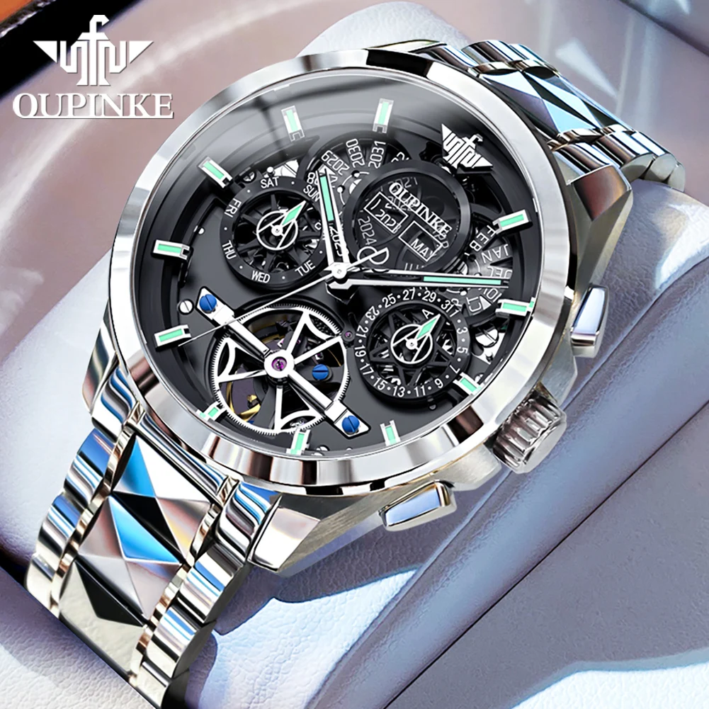 

OUPINKE Men's Watch Fully Automatic Mechanical Sapphire Mirror Surface Waterproof Luminous Original Luxury Brand Male Wristwatch