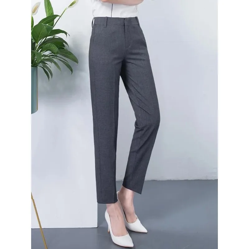 

New Formal High Waist Pencil Pants Women Casual Oversized 4xl Korean Office Pantalones Slim OL Candy Color Capris Trousers N251