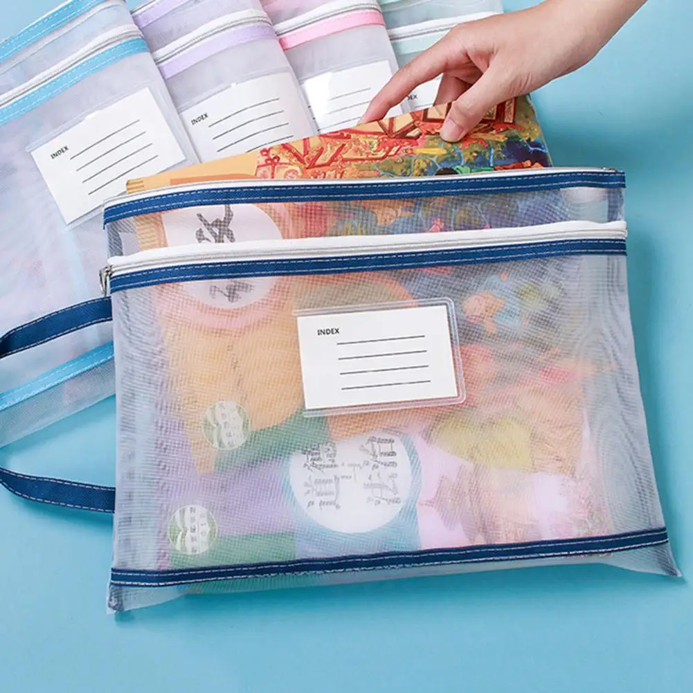 File Holder Work Document Holder Storage Bag with Lanyard Zipper Closure for A4 Documents Transparent File Organizer Holder