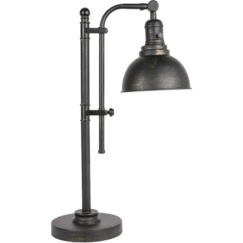 

Rustic Desk Lamp Black Adjustable, Industrial Style Metal Task Lamp (25"-29"), Vintage Work Lamp, Farmhouse Reading Lamp