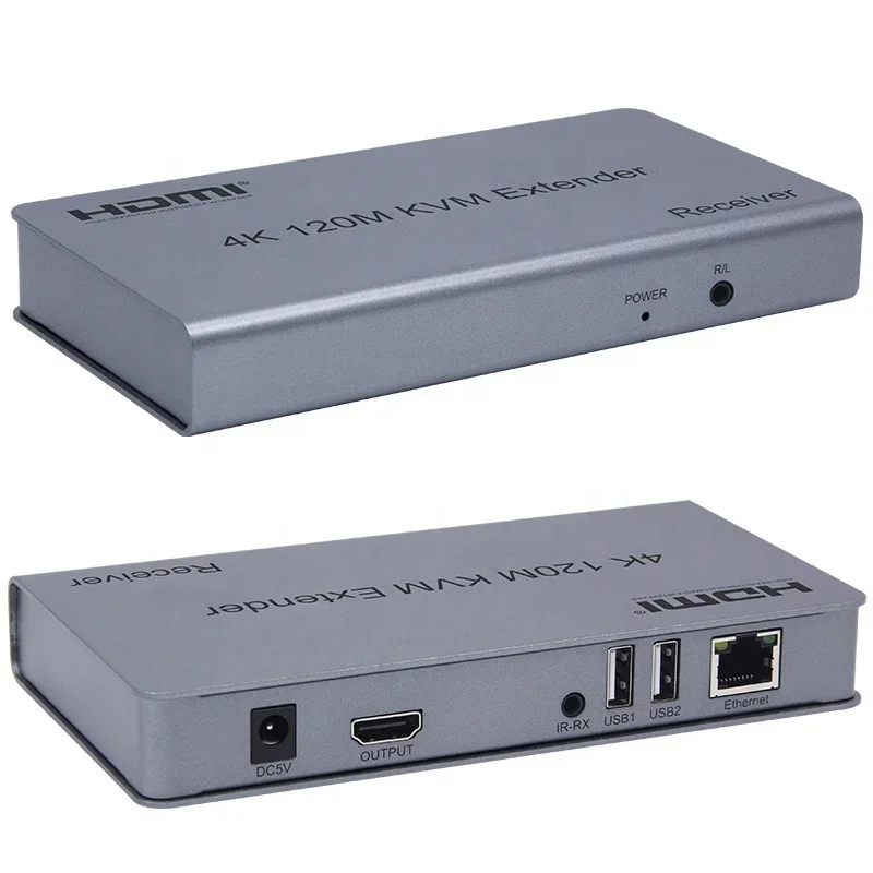 Custom 4K 120M HDMI KVM IP Extender Over RJ45 Ethernet Cat5e/6 HDMI USB Extender Transmitter Receiver Support USB Mouse Keyboard