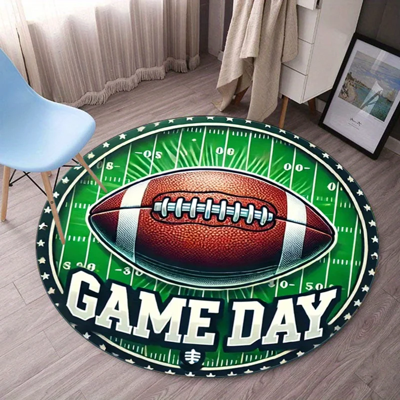 

Футбольный день игры, круглый ковер, плюшевый напольный коврик, спортивный фанат, подарок, тема американского футбола, домашний декор, украшение для гостиной