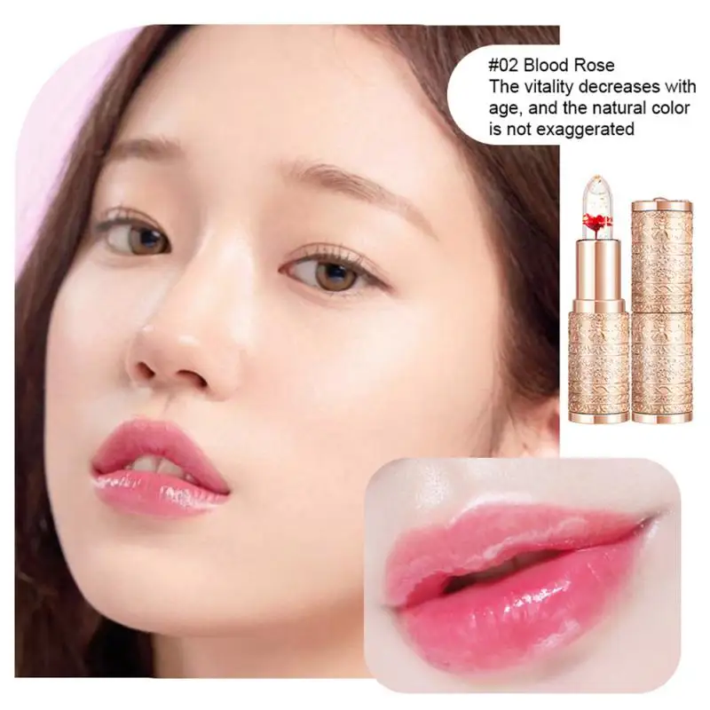 Moisturizing Flower Transparent Lipstick Temperature Color Changing Lip Balm Long Lasting Jelly Lipstick Lips Care Makeup 1pc