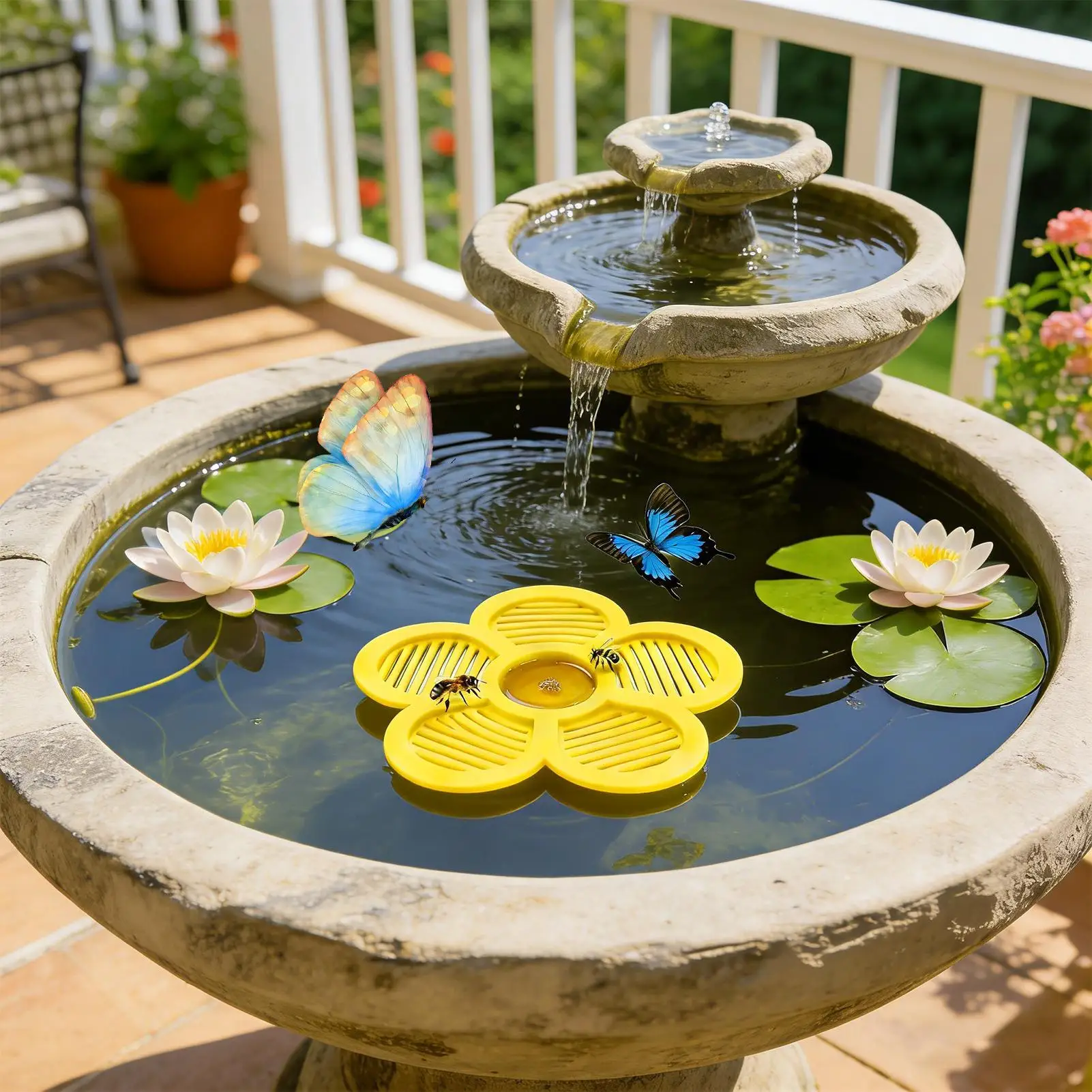 Floating Bee Drinking Flower Shape Butterfly Drinking Station Anti-Drop Folding For Attracting Birds Other Flying Animals Garden