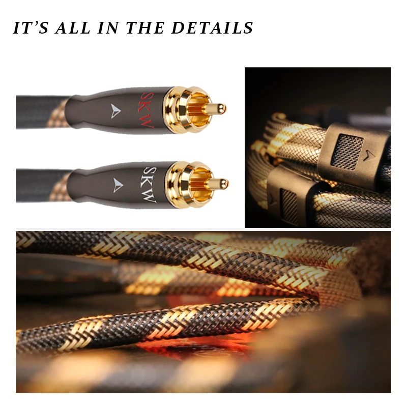 SKW HIFI 2 Rca - 2 Rca 스테레오 오디오 케이블 2Rca - 2Rca 코드 남성 - 남성 24K 금도금 구리 커넥터, BG-04
