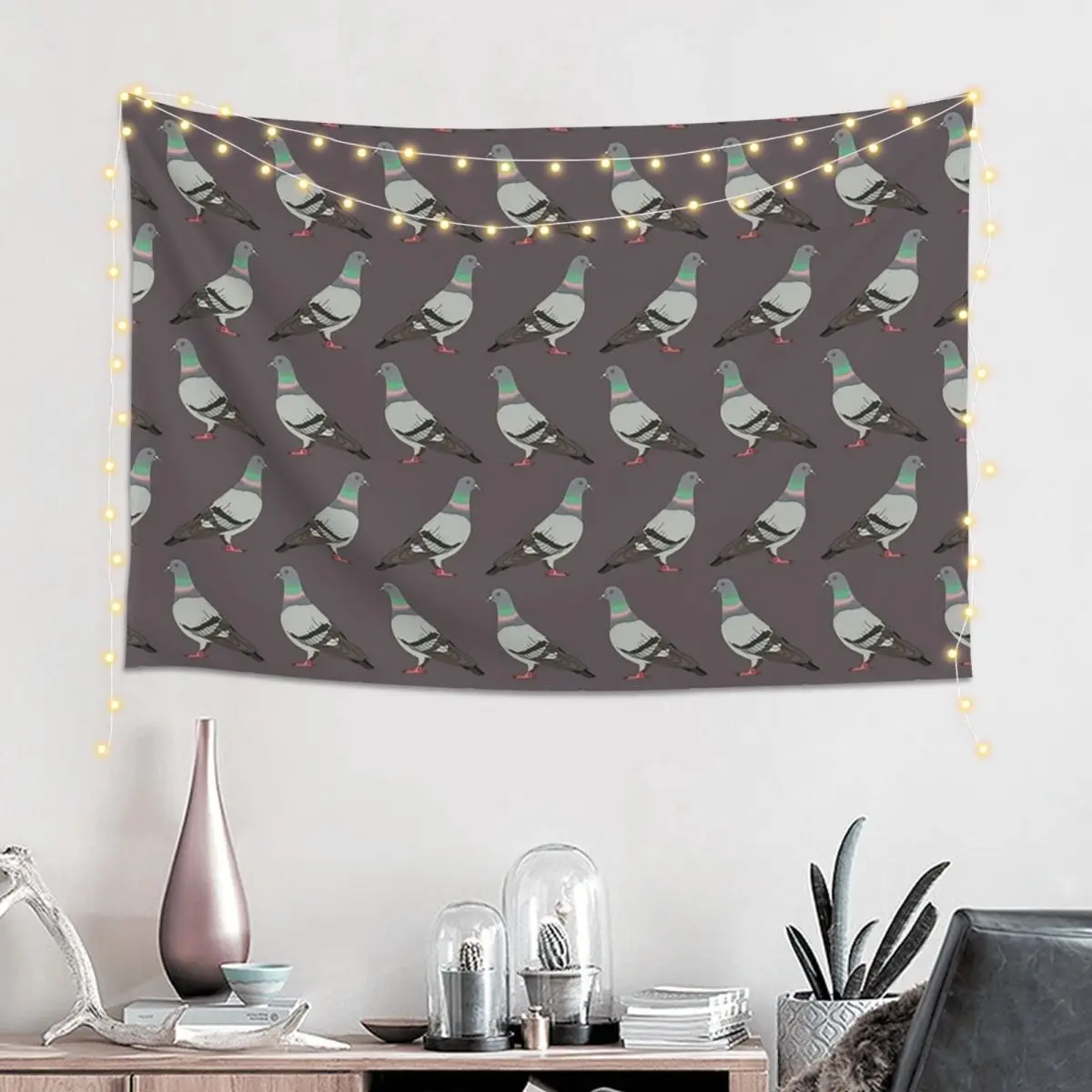 Pigeon Walk 2020 Grey Tapestry Art Wall Hanging Aesthetic Home Decoration Tapestries for Living Room Bedroom Dorm Room