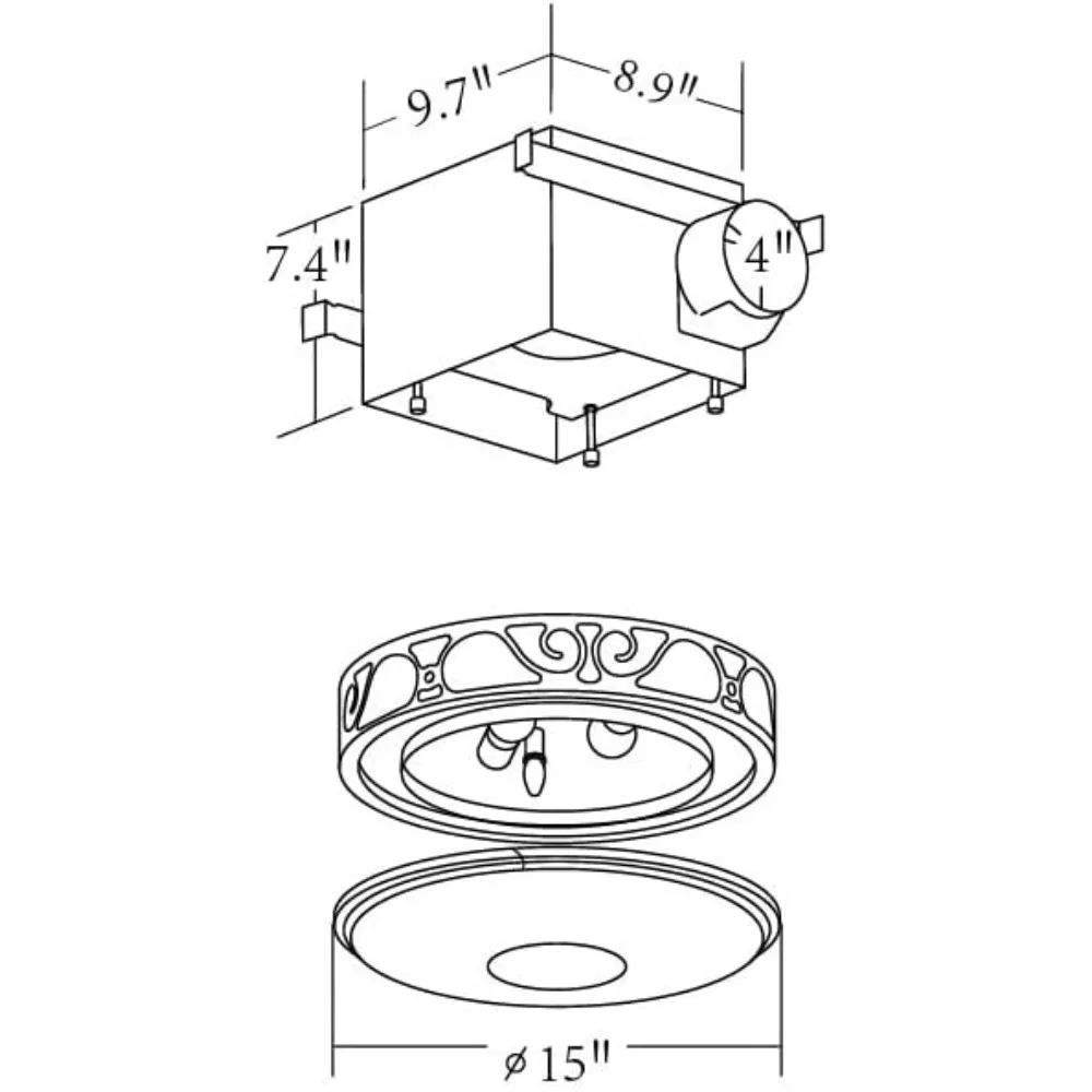 Ventilatore di scarico decorativo per bagno in stile romano 110 CFM 3.0 Sones con luce e luce notturna, finitura in nichel spazzolato