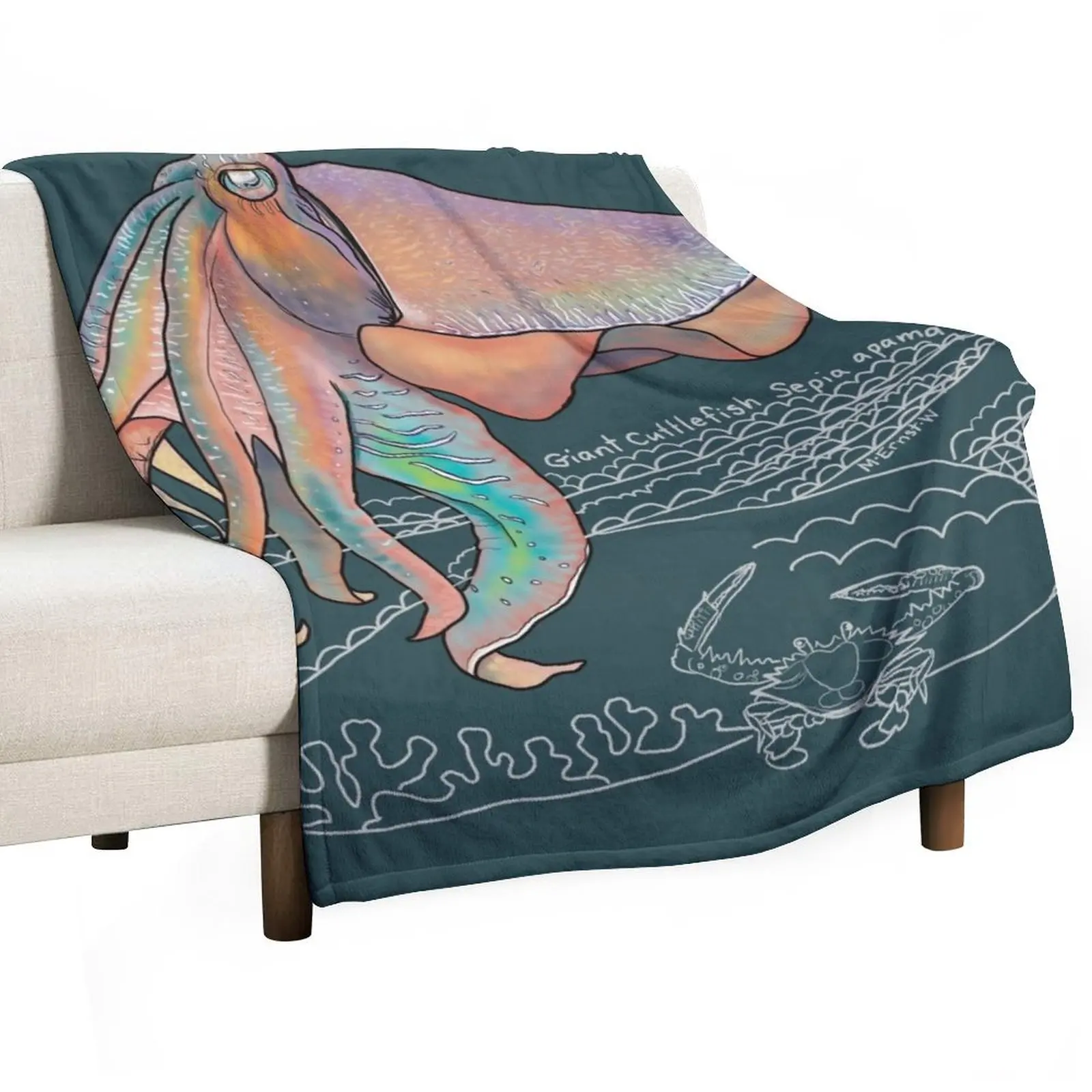 

Cuttlefish Doodle-dark background Throw Blanket warm winter Luxury Thicken Blankets