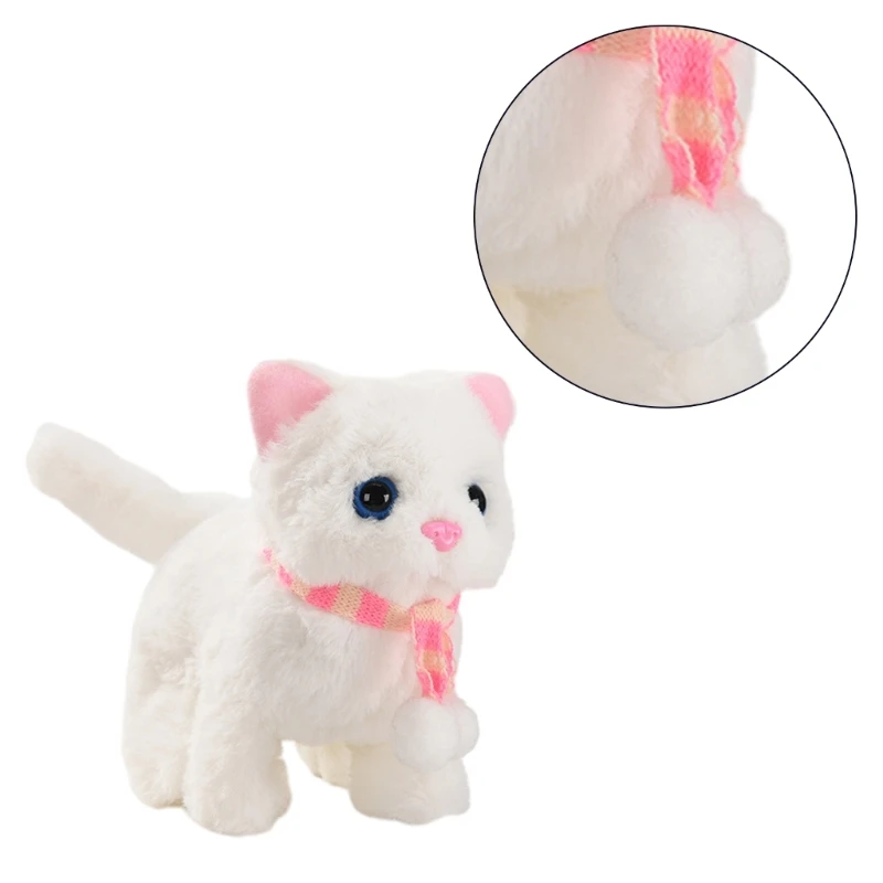 Animal en peluche miaulant marche queue chat remuant jouet en peluche électrique grands cadeaux pour les tout-petits garçons