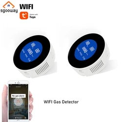 Tuya-Detector de fuga de Gas Natural WiFi, alarma de detección de Gas, Sensor de temperatura LCD para Smart Life