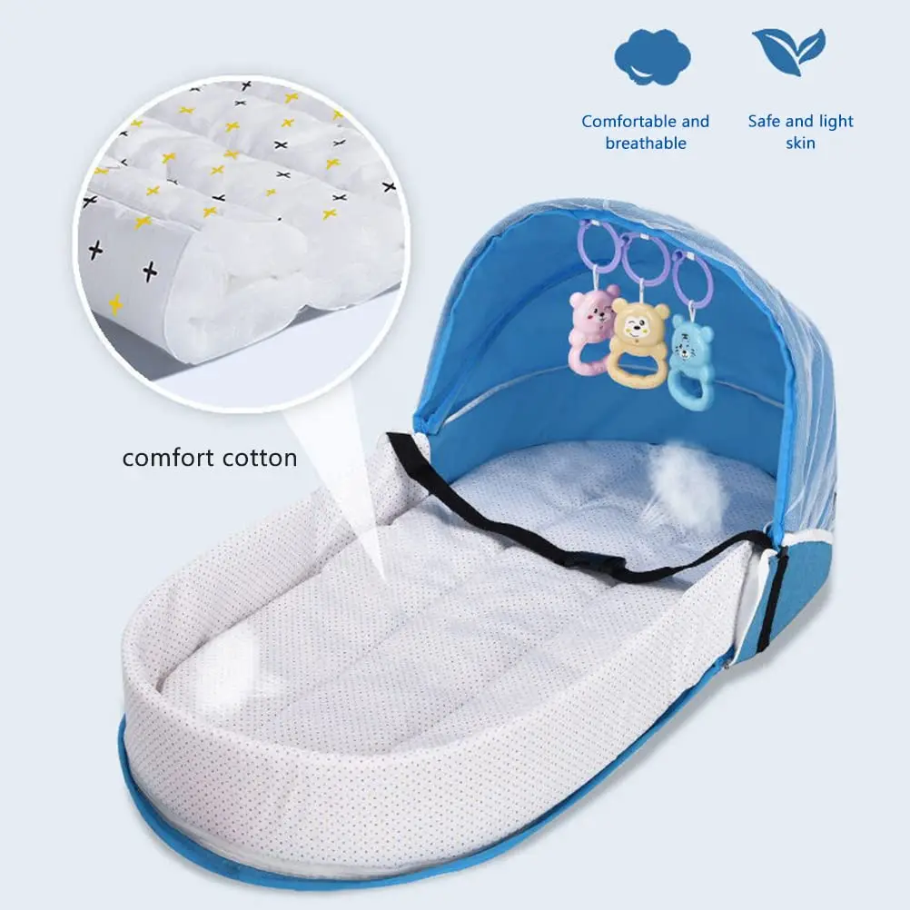 Lit de Voyage pour Bébé avec Filet, Tente Pliable et Lavable, Berceau Respirant, CPull Bionic