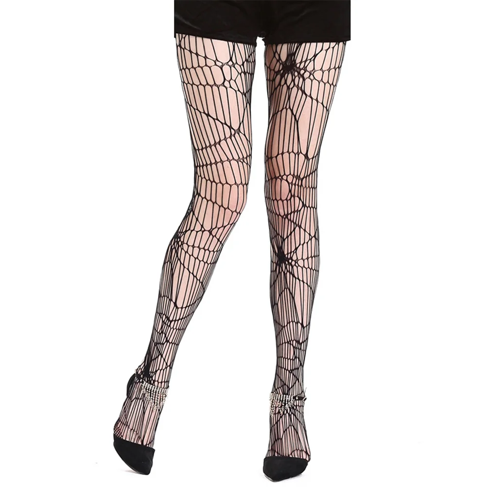 for Shaper Bodysuit Halloween Spider Socks Tight Mesh Pantyhose High Black Woman Miss