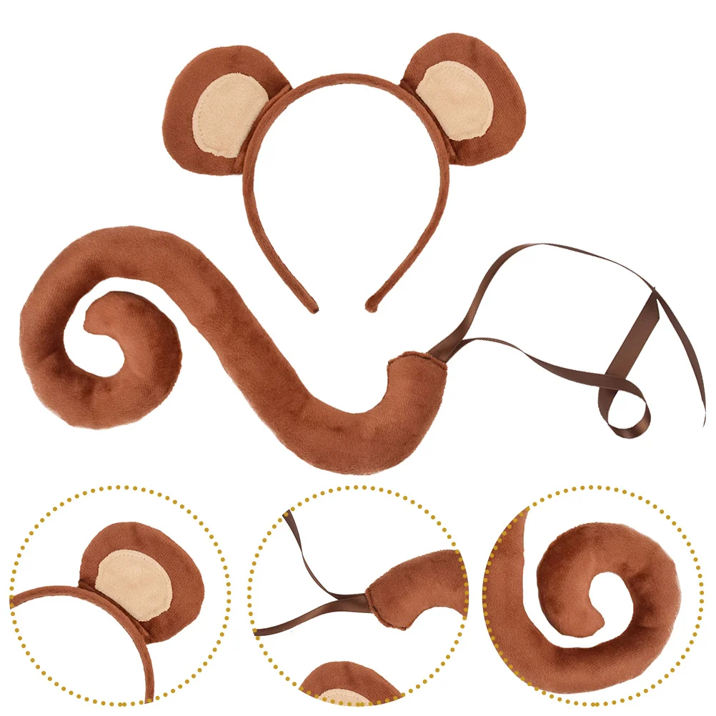 Monkey Headband Tail Baby Ear Aldult for Kids Cloth Party Costume Cosplay Decor Accessory Supplies