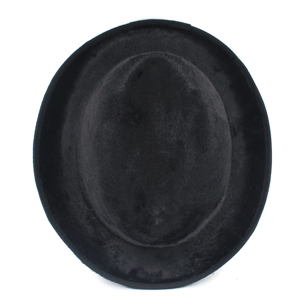 Men Women Classical Retro Black Faux Fur Homburg Hats Fedora Caps Trilby Sunhat Travel Party Adjustable UK M-L US 7 1/8-7 3/8