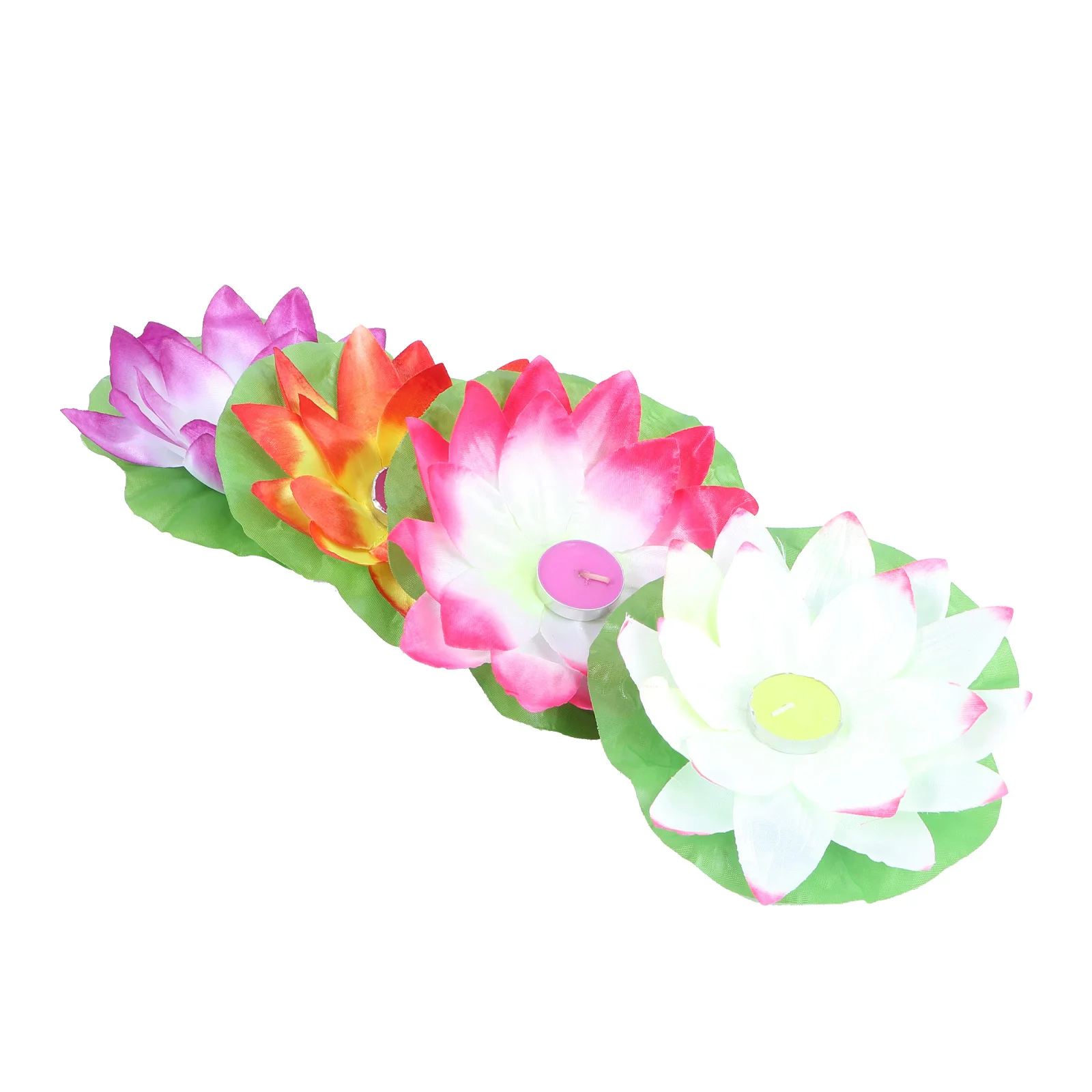 

4Pcs LED Floating Lotus Bright Color Artificial Lotus Vivid Color Lasting Blessing Pond Festival Decor