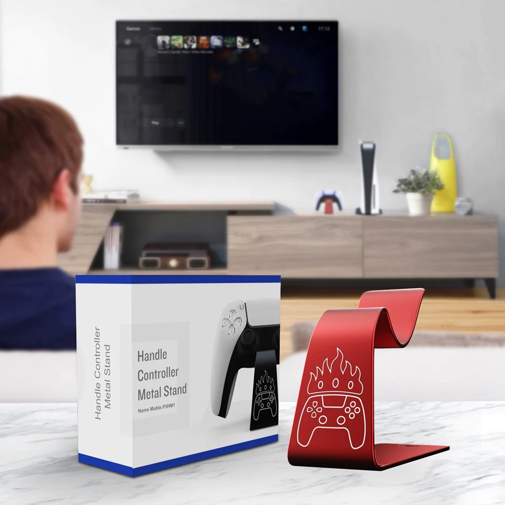 حامل مكتب لملحقات لوحة الألعاب لجهاز تحكم PS5 باللون الأحمر