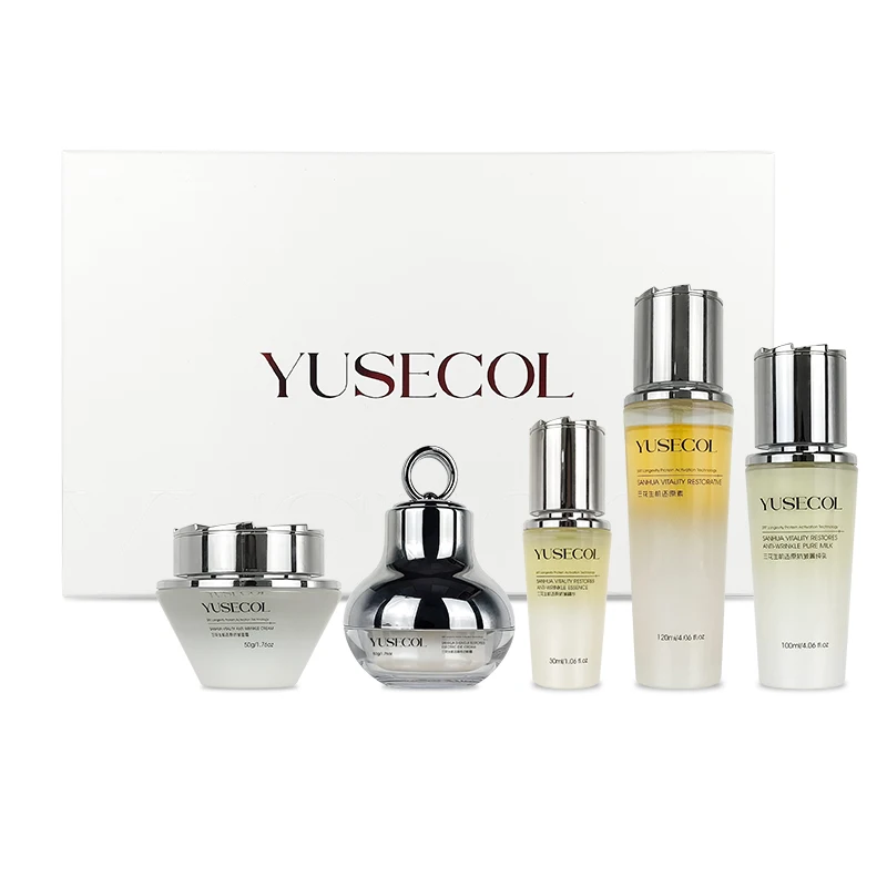 Three Flowers 5PCS Skin Care Kit - Face Cream Serum Eye Cream Body Lotion Toner Set for Moisturized And Soothing Skin