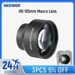 NEEWER HD 105mm 매크로 렌즈, 17mm 스레드 백플레이트 전용, 아이폰 삼성 샤오미 휴대폰 케이지 케이스, 17mm 렌즈 어댑터 포함