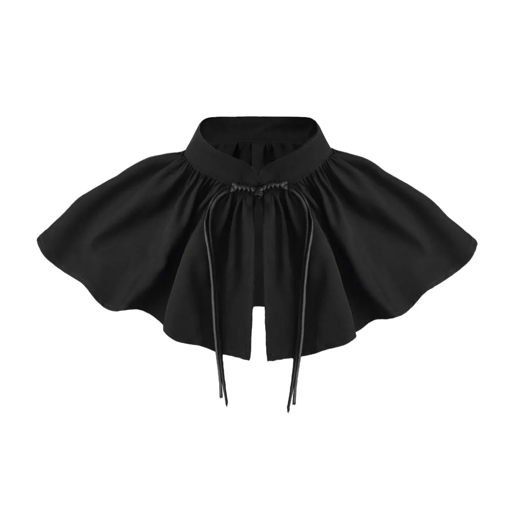 

Элегантный винтажный белый блузочный воротник-накладка с рюшами и бантом, декоративная лента, съемный воротник для женщин