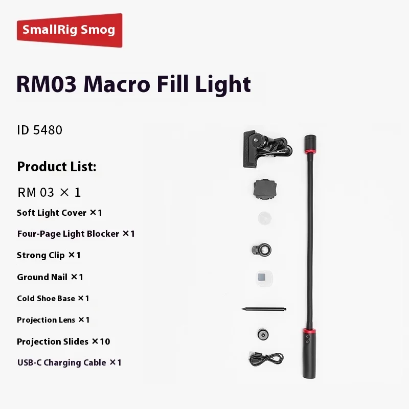 SmallRig RM-03 Macro LED Light 3W RGB Flexible Waterproof Camera Light with Cold Shoe Clamp for DSLR Mirrorless 5480