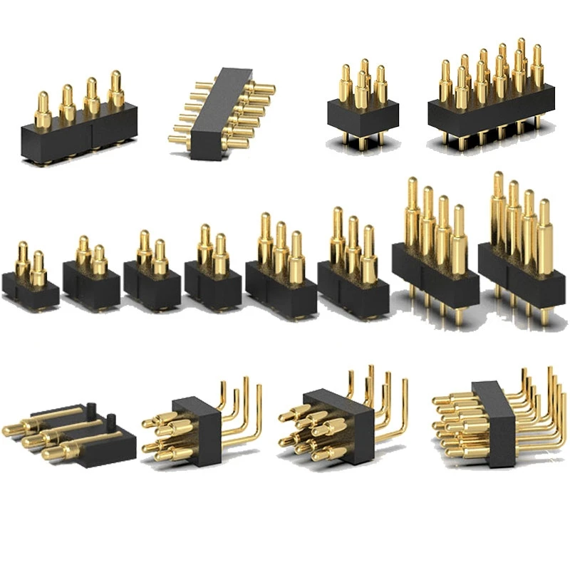 10PCS Spring pin connector with gold-plated brass side welding, horizontal pogo pin, charging current needle, side-mounted probe