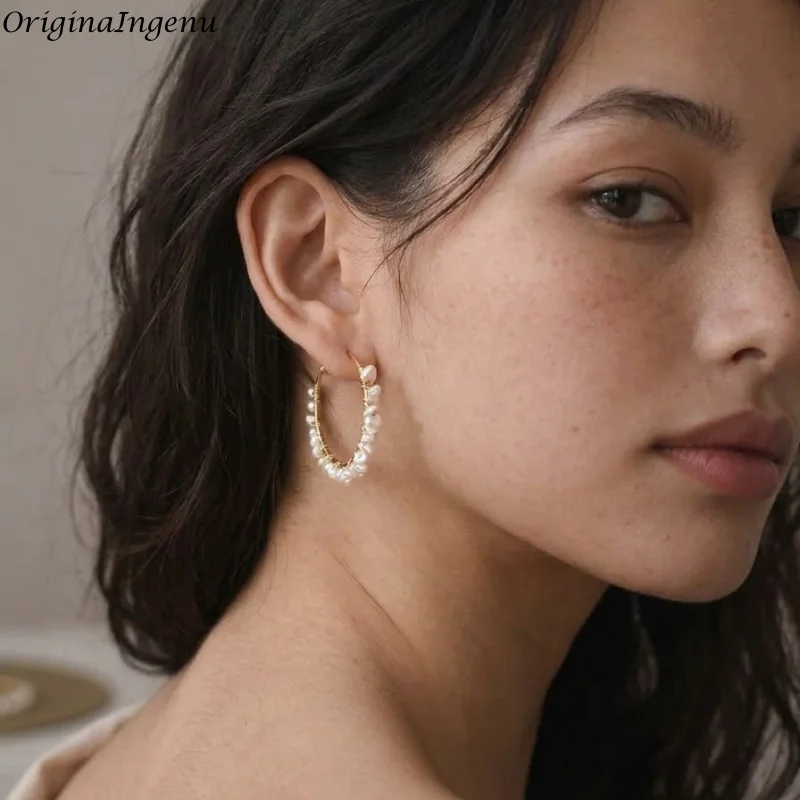 Argent 925 Hoop Earrings 14K Gold Filled Pearls Earrings Luxury Jewelry Hoops Women Silver Earrings Gifts for Women