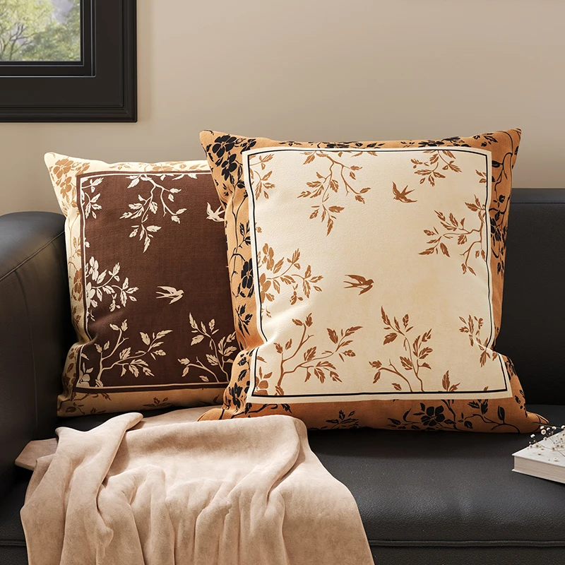 Retro Sofa Pillow Luxury High-End Feeling Backrest Bedroom Window  Cushion Core Removable And Washable Square French Styl...