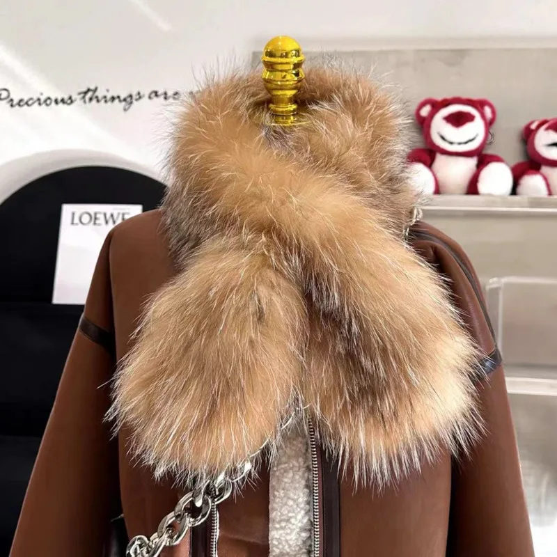 

Real Fox Fur Scarf Women's Knitted Fur Shawl Winter Warm Plush Fur Collar Fashion Thick Fur Scarf Genuine Fox Fur Neck Warmer