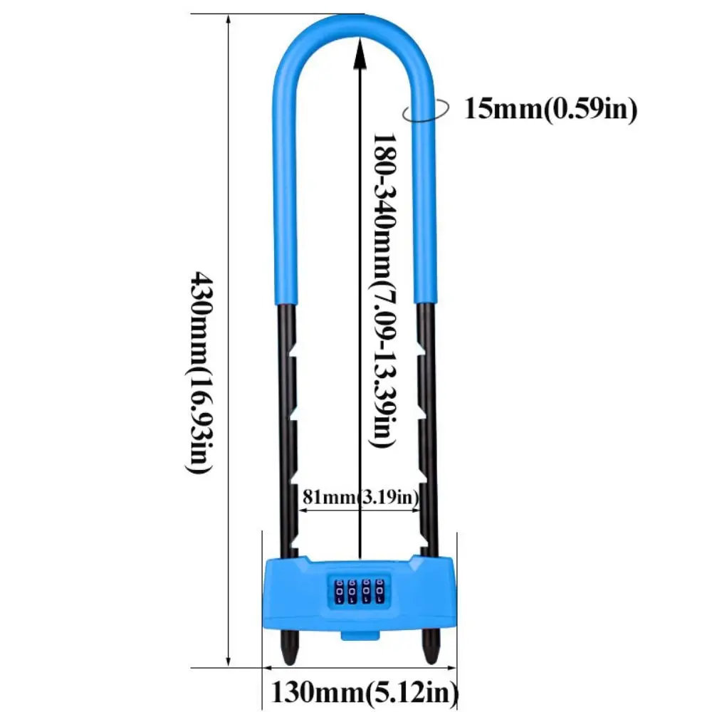 

Adjustable Shackle Combination Lock Heavy Duty U-Shape Passwords Lock Anti-Theft Long Shackle Safety Padlock Gym Lockers