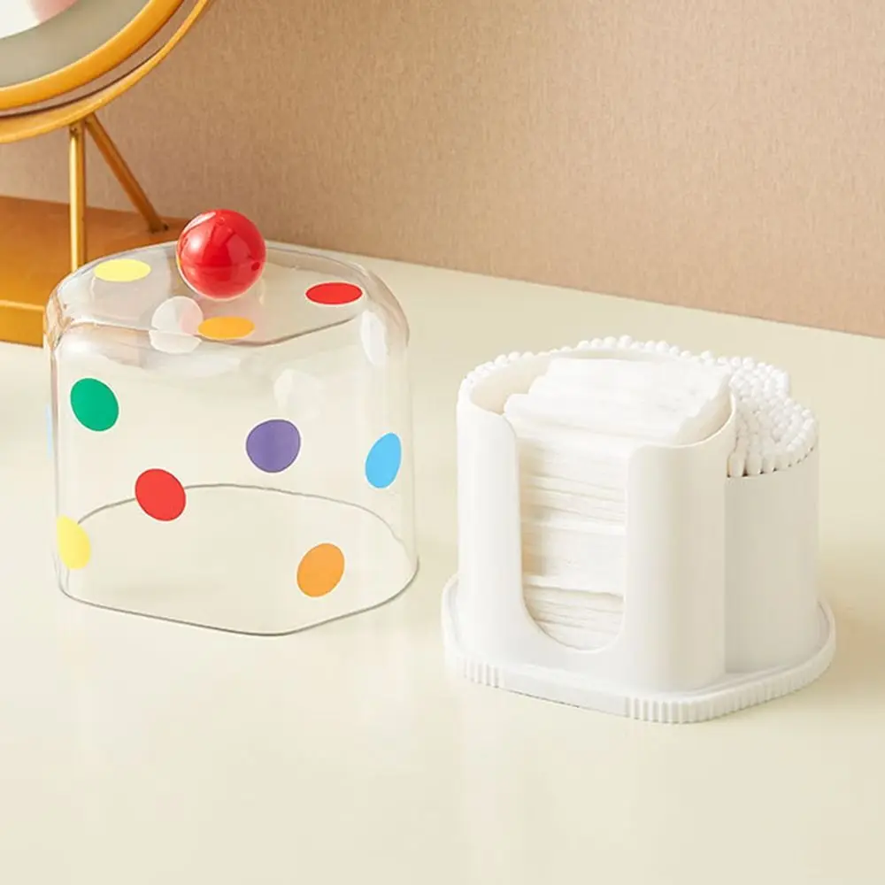 

Large Capacity Cotton Ball Holder Dustproof Transparent Cosmetic Storage Case with Stickers Space Saving Home Storage Shelf