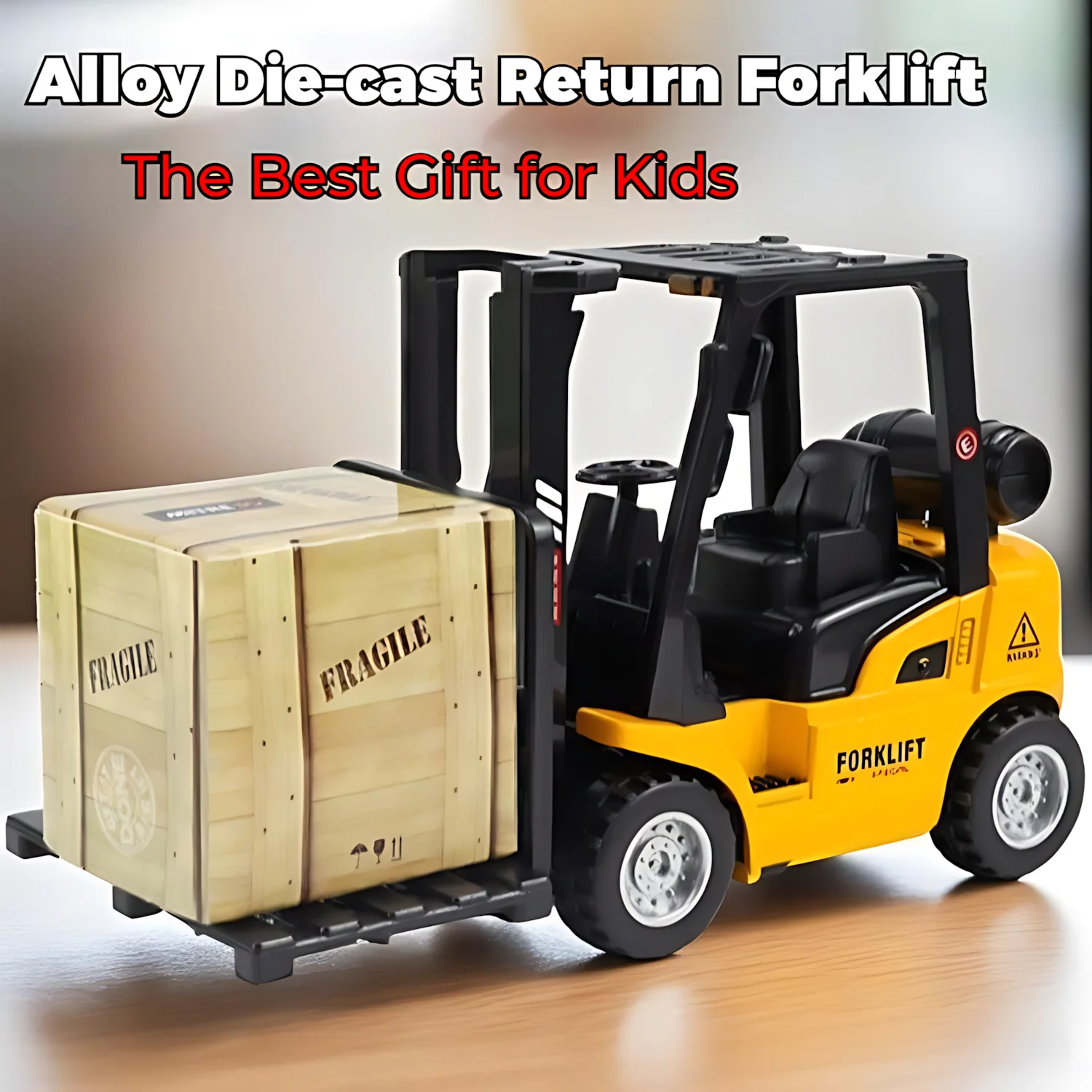 

Alloy Forklift Toy Truck with Pallet, Friction Powered Construction Vehicle Model, Educational Engineering Car Toy for Kids Boys