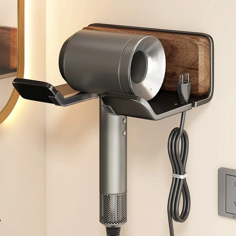 Toilet hair dryer storage rack made of luxurious walnut wood