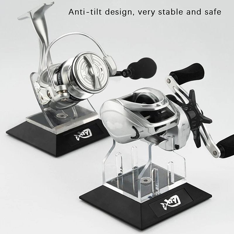Acrylic Fishing Reel Display Holder Spinning Baitcasting Reel Stand Rack Durable Non Slip Water Drop Wheel Display Stand Support gallery 2