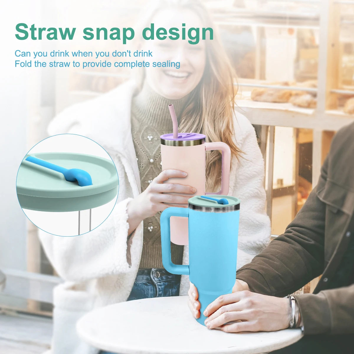 20pcs 8mm Silicone Straw Tips With Cleaning Brush For Metal Straws Replacement Flex Elbow Straw Covers For Stanley Cup Tumbler
