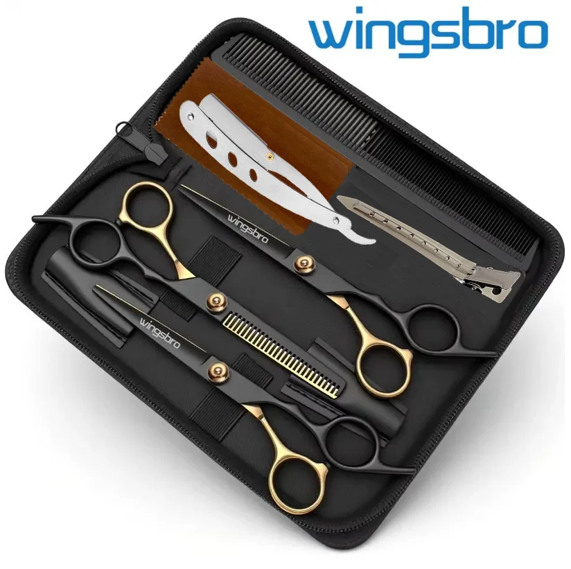 Wingsbro 8Pcs Hair Scissors Set Professional High Quality - Barber Scissors Kit, Hairdressing Scissors, Hair Cutting Shears