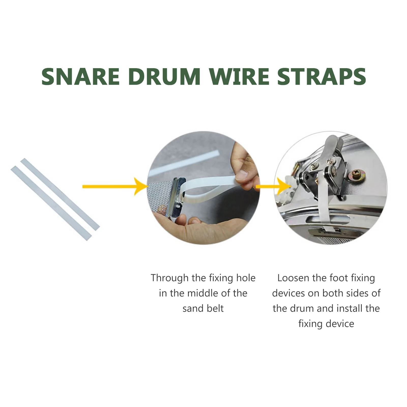 6pcs Snare Drum Parts Kit Drum String Wire Installation Straps Pet Mounting Straps Tools Percussion Instrument Straps Accessory