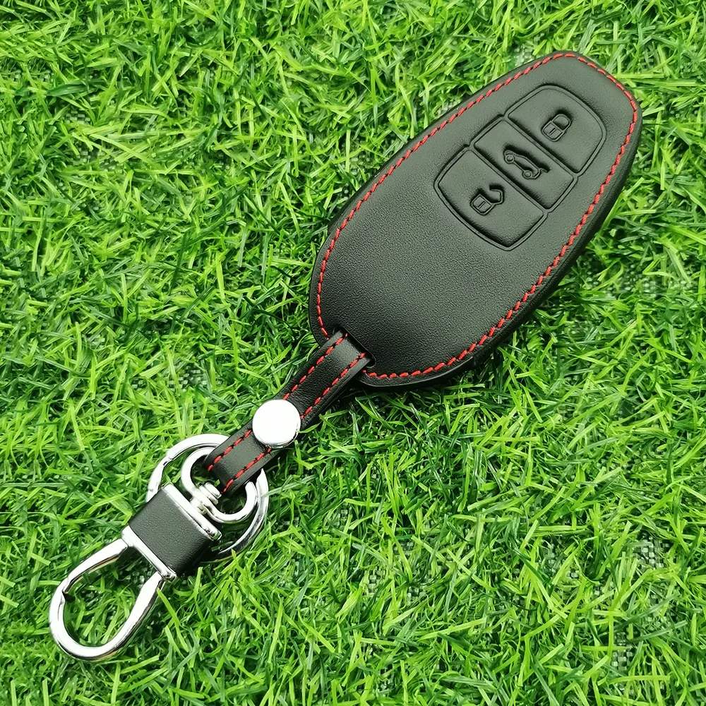 

High Quality Leather Key Case Cover Key Holder For Volkswagen Vw Touareg Smart Key Holder 3 Button Remote Fob Keyless